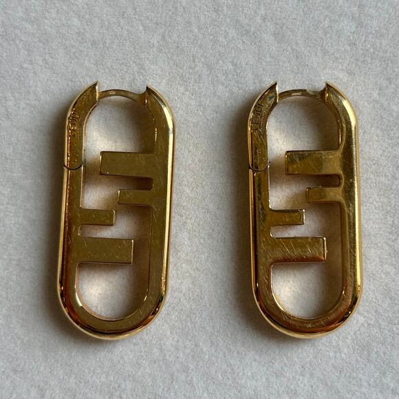 FENDI O'Lock Gold Earrings - Picture 1 of 5